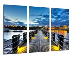 Tableau Moderne Photographique, Impression sur bois, Paysage Walkway Sunset à la mer, 97 x 62 cm, ref. 26382