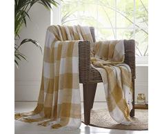 Portfolio Epsom Couvre-lit pour lit, Chaise, canapé, Coton, Ocre, 228 x 250 cm