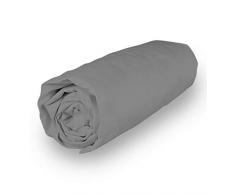 Soleil docre Camille Drap Housse, Coton, Gris, 90 x 190 cm