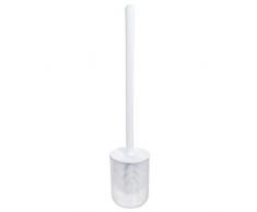 iDesign Finn Valet de Toilettes, Petit Balai Support en Plastique invitÃ©s, Brosse WC Moderne Ã Poils Robustes et Protection Anti-Ã©claboussures, Blanc/Transparent, 8, 1 cm de diamÃ¨tre x 40, 6 cm