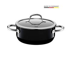 Silit 2101297116 Faitout Bas avec Couvercle, Ãmail, Noir, 20 cm