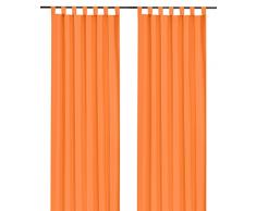 heimtexland Rideau décoratif avec passants et passants Orange uni 245 x 140 cm