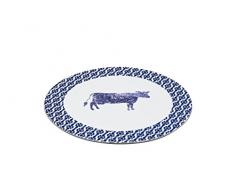 Kitchen Craft Master Class ArtesÃ£ Grande Porcelaine Vache Plateau Ã Fromage, 30Â cm (30,5Â cm)Â âÂ Bord Bleu