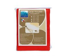 Nuit des Vosges 2107425 Cotoval Drap Housse TPR Uni Coton Rouge 140 x 200 cm