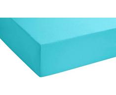 biberna 0002744 Drap housse castor fin (hauteur matelas max.22 cm) (coton) 90x190 cm -> 100x200 cm, turquoise