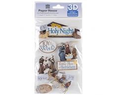 Paper House Productions Stickers 3D Sainte Nuit, Papier, Multicolore, 22.4 x 12 x 0.5 cm