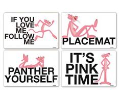 Excelsa Pink Panther Set de 4 Sets de Table PanthÃ¨re Rose, PolypropylÃ¨ne, Blanc, 43 x 28,5 cm, 4 unitÃ©s