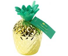 Talking Tables FST5-CUP-PINE-GLD Tasse de Paille Ananas en Plastique Or avec Couvercle, Papier, Multicolores, 9 x 9 x 16,5 cm
