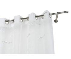 Tringle à Rideaux: à 20 mm sans Anneaux, L. 220 cm. en Acier satiné, avec de Longues Supports â Complet