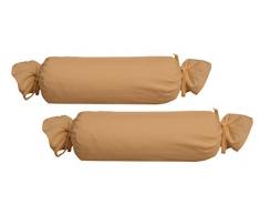 biberna 0077144Â Housse de Coussin de traversin en Jersey 100% Coton, Lot de 2, 15Â x 40Â cm Or, 27Â x 18Â x 2Â cm