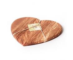 Berard 54062, planche à découper, cœur en bois dolivier et fait-main pour découpe et présentation apéritif - 28 cm