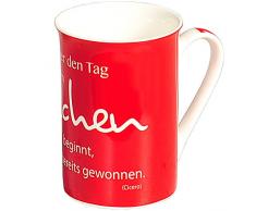 KESPER 45012 Tasse Wer den Tag with einem Lachenâ¦ en Porcelaine, Multicolore, 9 x 9 x 14 cm