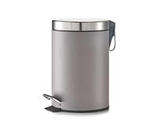 Zeller 18222 Poubelle à pédale 3l en métal Gris, 17 x 26 x 17 cm