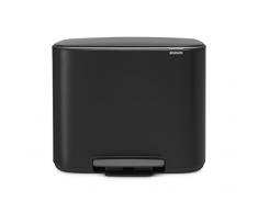 Brabantia - 121227 - Poubelle Bo Pedal Bin, 11 + 23 litres, Noir mat