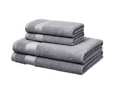AmazonBasics Performance Serviettes de toilette - 2 serviettes de bain et 2 essuie-mains, Gris acier