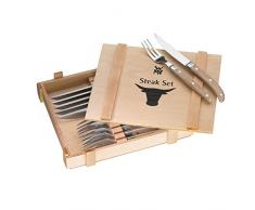 WMF 1280636046 Set de 12 Couverts à Steak, Acier, Argent, 26 x 23 x 5,5 cm
