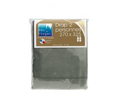 Nuit des Vosges Cotoval Drap de Lit Coton Anthracite 270 x 325 cm