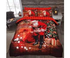 Sleepdown Santa Presents Red Parure pour Couette, Multicolore, Simple