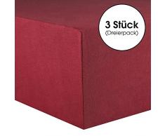 CelinaTex Lucina bébé Enfants Drap-Housse Berceau Lite Enfant Coton 3er-Set 60x120-70x140 cm Bordeaux
