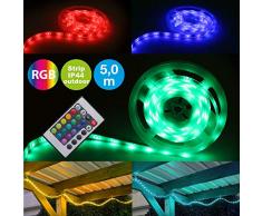 Briloner Leuchten Ruban LED dextérieur avec télécommande, Rouge/Bleu/Jaune, Länge: 5m