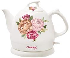 Bestron Bouilloire Ã©lectrique rÃ©tro, 0,8 L, Env. 1800 W, CÃ©ramique, ImprimÃ© : Rosen