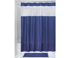 iDesign 26688EU Rideau de Douche Hitchcock, sans PVC, EVA, 183 x 183 cm - Bleu Marine/Transparent, Vinyl, Navy/Clair, 183 x 0,25 x 183 cm