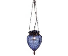 Naeve Leuchten 681012 Suspension Orient en verre et métal à 1 ampoule E27 / 60 W Bleu ø 25 x 39 cm