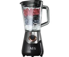 AEG SB 5810 Blender (1 CV, 20 000 tr/min, 8 vitesses, fonction Pulse / Ice Crush, triangulaire, 6 lames en acier inoxydable, flexible rÃ©glable 1,5 L verseuse en verre, pieds ventouses, noir/chrome)
