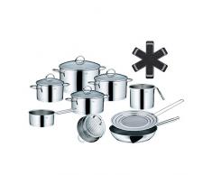 Kela 10974 Batterie de Cuisine, Set 10 Pièces + 4 Couvercles en Verre, Inox Brillant, Cailin
