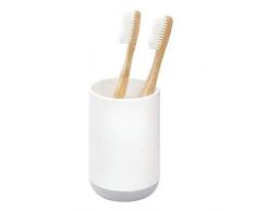 iDesign Cade Verre à Dents pour Le Lavabo, Petit Porte Brosse à Dents en Plastique, Blanc