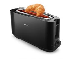 Philips HD2590/90 Grille Pains Daily Noir, 1 Fente Extra Longue, Bouton Réchauffage
