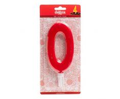 Dekora Bougie gÃ©ante chiffre 0, cire, vert, 15Â cm