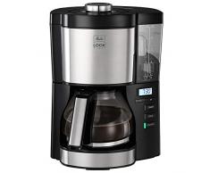 Melitta Look V Timer 1025-08 Cafetière filtre programmable, 10 à 15 tasses, réservoir deau amovible et programme de détartrage, Noir / Inox