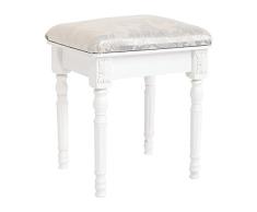 Mobili RebeccaÂ® Tabouret SiÃ¨ge Maquillage Table Blanc Style Classique Bois Tissu Chambre Salle de Bain (Cod. RE4187)