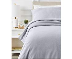 AmazonBasics Parure de lit avec housse de couette en microfibre chinÃ©e 140 x 200 cm, Bleu marine doux