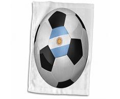 3dRose Argentine Argentinean Argentin Argentinan Drapeau BanniÃ¨re Soccer Ball National Country Serviette de Toilette, Blanc, 15Â x 55,9Â cm