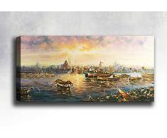 Bonamaison Peinture sur toile, multicolore, 30 x 90 cm - Conçu et fabriqué en Turquie