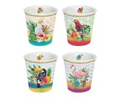 Easy Life 1016TOFR Coffret 4 Gobelets à Café, Porcelaine, Multicolore, 10 cm