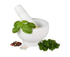 Relaxdays 10029949 Granit avec Pilon, Robuste, pour épices, Herbes, mortier en Pierre polie, d. 10 cm, 120 ML, Gris