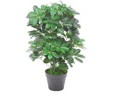 Arbre Parapluie Artificiel Schefflera Arboricola avec Pot en Plastique Noir 55 cm, Buisson FoncÃ© de 55 cm., 55cm Dark Bush