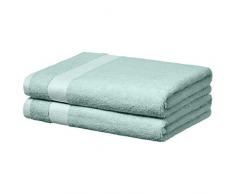 AmazonBasics Everyday Serviettes de toilette - 2 serviettes de bain, Bleu clair