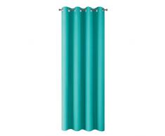 Design91 Rideaux Lisses occultants 8 Åillets Style Moderne, Turquoise, 135x250cm