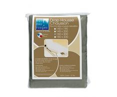 Nuit des Vosges Cotoval Drap Housse Tête et Pied Relevable Coton Anthracite 160 x 200 cm