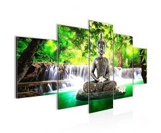 Tableau decoration murale Cascade de Bouddha 200 x 100 cm - XXL Impression sur Toile Salon Appartment 5 Parties - prêt à accrocher - 503551a