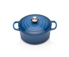Le Creuset, Cocotte Signature en Fonte Ãmaillée avec Couvercle, à 18 cm, Ronde, Compatible avec Toutes Sources de Chaleur (Induction Incluse), Capacité : 1.8 L, 2.572 kg, Bleu Marseille