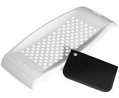 Fackelmann 45443 Plaque Ã spÃ¤tzle, rÃ¢pe Ã spÃ¤tzle, rÃ¢pe pour spÃ¤tzle avec raclette, Plastique, Blanc, Noir, 31,5 x 15 x 2,5 cm