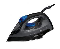 Clatronic DB 3703 Fer à repasser à vapeur avec 7 fonctions, semelle spéciale en acier inoxydable, réglage en continu de la température, fonction auto-nettoyage commutable Noir/bleu.