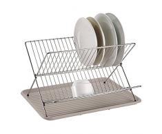 MSV 110559 Ãgouttoir à Vaisselle Schere avec Plaque 40x34,5x27cm Gris/Marron, Plastique, 30 x 20 x 15 cm