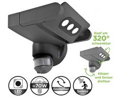 Eco Light Spot LED mur extérieur moderne Mini Spot LED avec détecteur de mouvement réglable Têtes, 605 lm, 9 W PIR de 6144 S 1 G