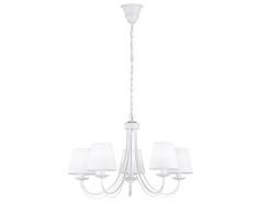 TRIO, Lustre, Cortez 5xE14, max.28,0 W Tissu, Blanc, Corps: metal, blanc mat Ã:66,0cm, H:150,0cm IP20